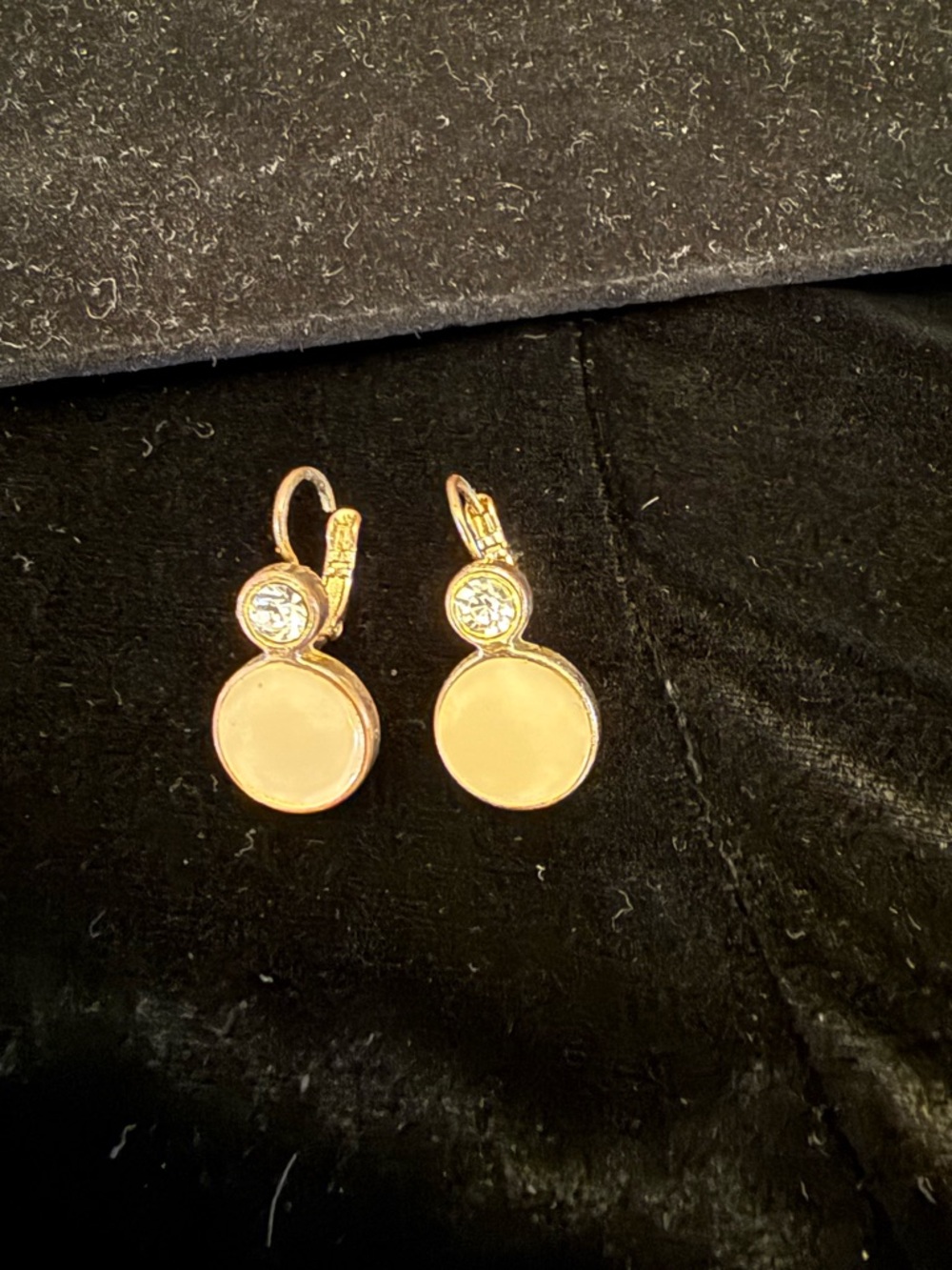 Gold-Tone Round Drop Earrings with Clear Stone Accent - Women Jewelry